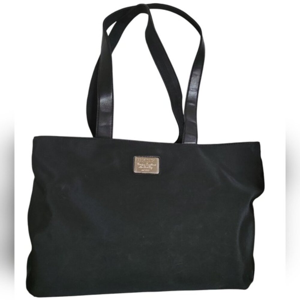DKNY Black Nylon Tote Bag Shoulder LAPTOP Travel Purse Handbag Women's Woman's - Picture 2 of 15